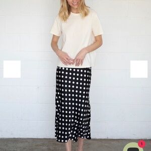 Black Polka Dot Midi Skirt NWT
